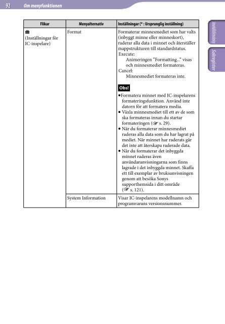 Sony ICD-UX522F - ICD-UX522F Consignes d&rsquo;utilisation Su&eacute;dois