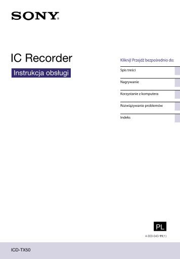 Sony ICD-TX50 - ICD-TX50 Consignes dâutilisation Polonais