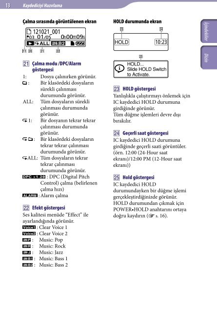 Sony ICD-TX50 - ICD-TX50 Consignes d&rsquo;utilisation Turc