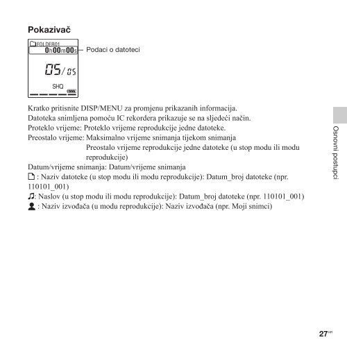 Sony ICD-PX312 - ICD-PX312 Consignes d&rsquo;utilisation Croate