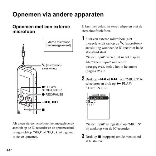 Sony ICD-PX312 - ICD-PX312 Consignes d&rsquo;utilisation N&eacute;erlandais