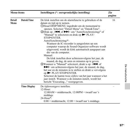 Sony ICD-PX312 - ICD-PX312 Consignes d&rsquo;utilisation N&eacute;erlandais