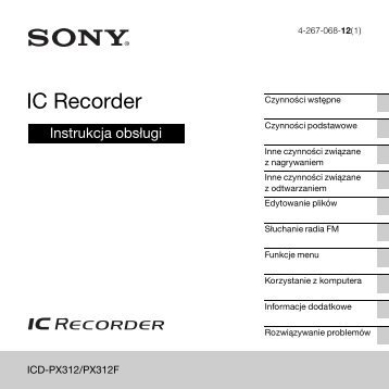 Sony ICD-PX312 - ICD-PX312 Consignes dâutilisation Polonais