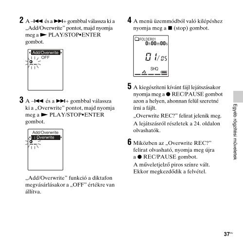 Sony ICD-PX312 - ICD-PX312 Consignes d&rsquo;utilisation Hongrois