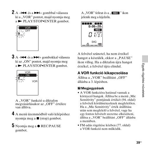 Sony ICD-PX312 - ICD-PX312 Consignes d&rsquo;utilisation Hongrois