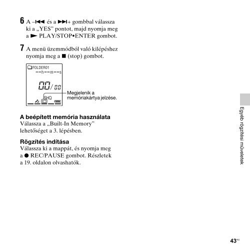 Sony ICD-PX312 - ICD-PX312 Consignes d&rsquo;utilisation Hongrois