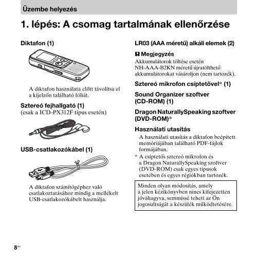 Sony ICD-PX312 - ICD-PX312 Consignes d&rsquo;utilisation Hongrois