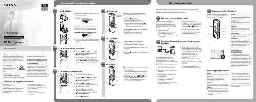 Sony ICD-PX312 - ICD-PX312 Guide de mise en route