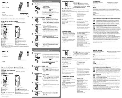 Sony ICD-BX132 - ICD-BX132 Guide de mise en route Italien