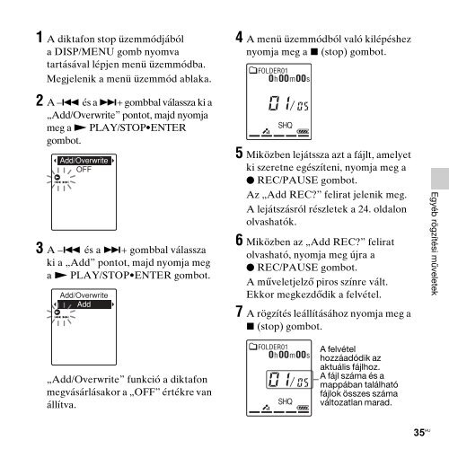 Sony ICD-PX312F - ICD-PX312F Consignes d&rsquo;utilisation Hongrois