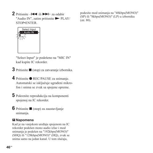 Sony ICD-PX312F - ICD-PX312F Consignes d&rsquo;utilisation Croate