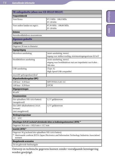 Sony ICD-UX522 - ICD-UX522 Consignes d&rsquo;utilisation N&eacute;erlandais