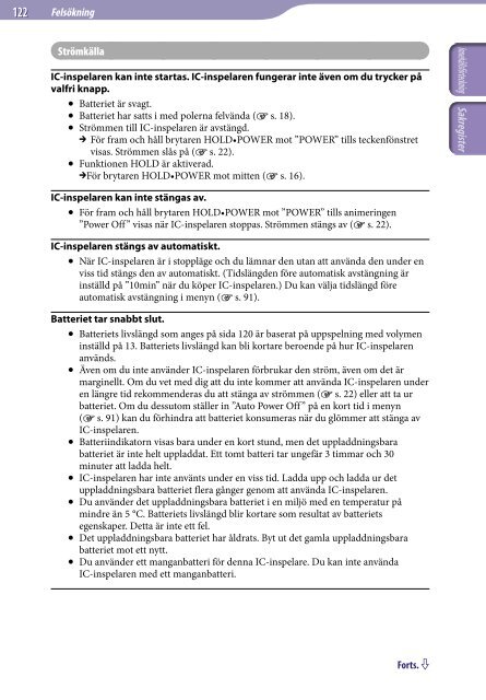 Sony ICD-UX522 - ICD-UX522 Consignes d&rsquo;utilisation Su&eacute;dois