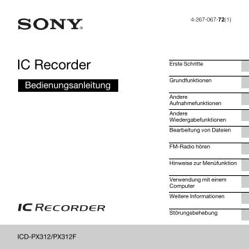 Sony ICD-PX312M - ICD-PX312M Consignes dâutilisation Allemand