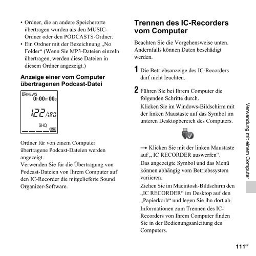 Sony ICD-PX312M - ICD-PX312M Consignes d&rsquo;utilisation Allemand