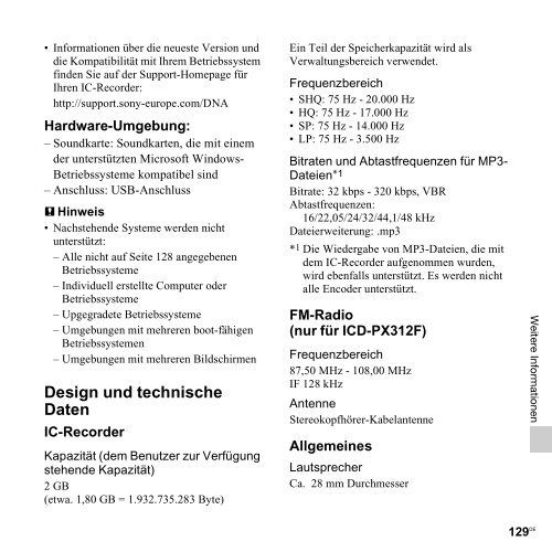 Sony ICD-PX312M - ICD-PX312M Consignes d&rsquo;utilisation Allemand