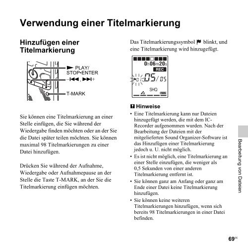 Sony ICD-PX312M - ICD-PX312M Consignes d&rsquo;utilisation Allemand