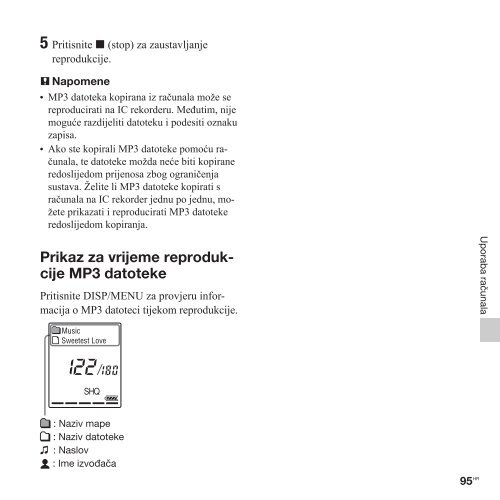 Sony ICD-PX312M - ICD-PX312M Consignes d&rsquo;utilisation Croate