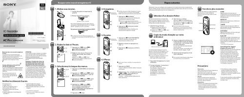 Sony ICD-PX312M - ICD-PX312M Guide de mise en route