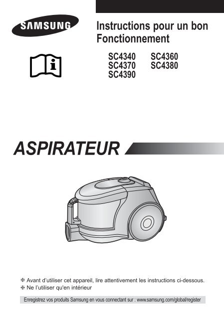 Samsung Aspirateur Sans Sac 2000 W 1,3 L Bleu SC4380 (VCC4380V3K/XEF ) - Manuel de l'utilisateur 1.81 MB, pdf, Fran&ccedil;ais