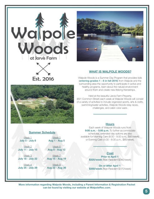 ABOUT WALPOLE RECREATION