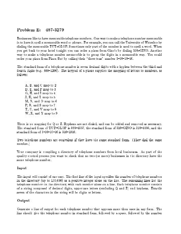 Problem E: 487-3279 - Link home page