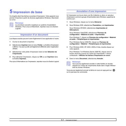 Samsung 16ppm Imprimante laser mono ML-1630 (ML-1630/SEE ) - Manuel de l'utilisateur 6.03 MB, pdf, Fran&ccedil;ais