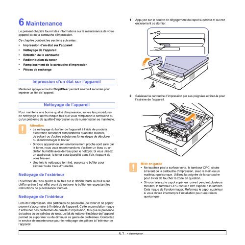 Samsung 16ppm Imprimante laser mono ML-1630 (ML-1630/SEE ) - Manuel de l'utilisateur 6.03 MB, pdf, Fran&ccedil;ais