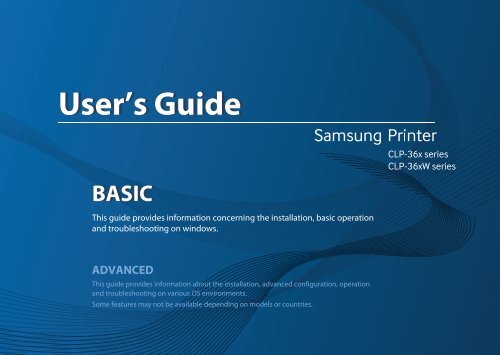Samsung Imprimante Couleur CLP-360 (CLP-360/SEE ) - Manuel de l'utilisateur 35.48 MB, pdf, Anglais