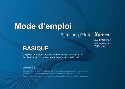 Samsung SL-C1860FW Multifonction Laser Couleur (18/18 ppm) (SL-C1860FW/SEE ) - Manuel de l'utilisateur 53.61 MB, pdf, Fran&ccedil;ais