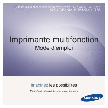 Samsung CLX-3170FN (CLX-3170FN/SEE ) - Manuel de l'utilisateur 12.28 MB, pdf, FranÃ§ais