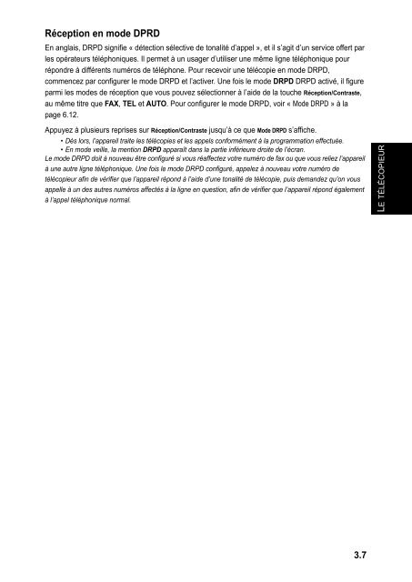 Samsung 3 cpm Fax laser mono SF-370 (SF-370/XEF ) - Manuel de l'utilisateur 3.19 MB, pdf, Fran&ccedil;ais
