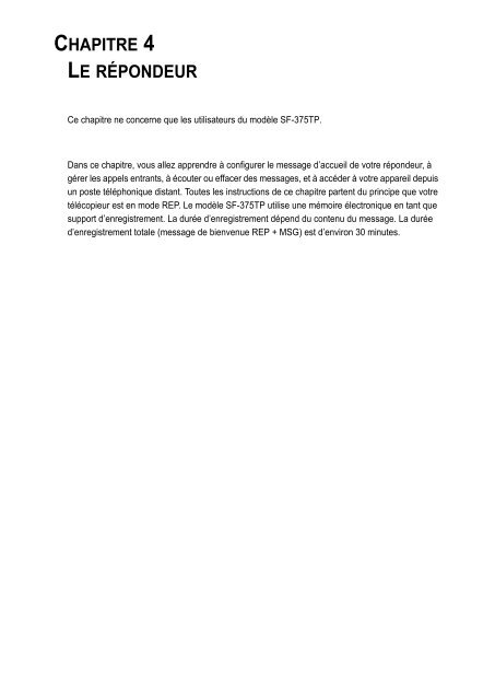 Samsung 3 cpm Fax laser mono SF-370 (SF-370/XEF ) - Manuel de l'utilisateur 3.19 MB, pdf, Fran&ccedil;ais