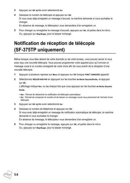 Samsung 3 cpm Fax laser mono SF-370 (SF-370/XEF ) - Manuel de l'utilisateur 3.19 MB, pdf, Fran&ccedil;ais