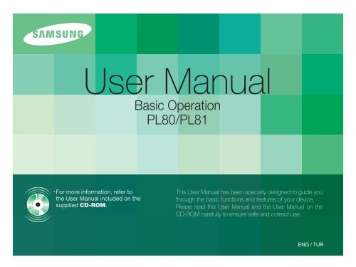 Samsung PL80 (EC-PL80ZZBPBE1 ) - Guide rapide 3.25 MB, pdf, Anglais, TURQUE