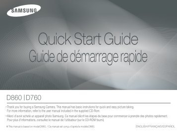 Samsung D760 (EC-D760ZSBB/FR ) - Guide rapide 7.8 MB, pdf, Anglais, FranÃ§ais, Espagnol
