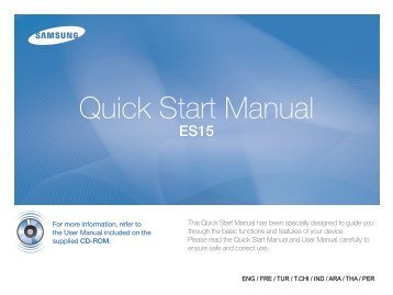 Samsung ES15 (EC-ES15ZBBA/FR ) - Guide rapide 15.56 MB, pdf, Anglais, ARABE, CHINOIS, FranÃ§ais, IndonÃ©sien, PERSAN, THAI, TURQUE