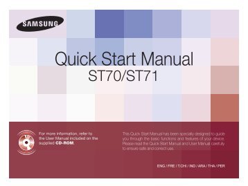 Samsung ST71 (EC-ST71ZZBDBE1 ) - Guide rapide 12.88 MB, pdf, Anglais, ARABE, CHINOIS, FranÃ§ais, IndonÃ©sien, PERSAN, THAI