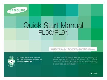 Samsung PL90 (EC-PL90ZZBARE1 ) - Guide rapide 2.73 MB, pdf, Anglais, Espagnol