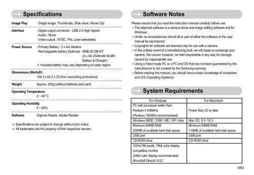 Samsung S1050 (EC-S1050BBA/FR ) - Manuel de l'utilisateur 8.75 MB, pdf, Anglais