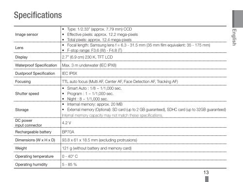 Samsung ST60 (EC-ST60ZZBPBE1 ) - Guide rapide 20.6 MB, pdf, Anglais, BULGARE, CROATE, TCH&Egrave;QUE, Fran&ccedil;ais, ALLEMAND, Grec, HONGROIS, Italien, POLONAIS, Roumain, SERBE, SLOVAQUE, SLOV&Egrave;NE