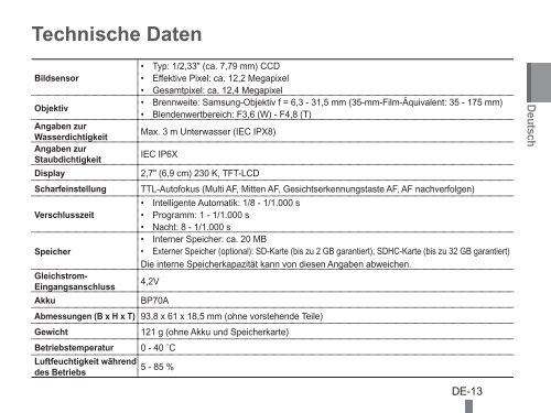 Samsung ST60 (EC-ST60ZZBPBE1 ) - Guide rapide 20.6 MB, pdf, Anglais, BULGARE, CROATE, TCH&Egrave;QUE, Fran&ccedil;ais, ALLEMAND, Grec, HONGROIS, Italien, POLONAIS, Roumain, SERBE, SLOVAQUE, SLOV&Egrave;NE