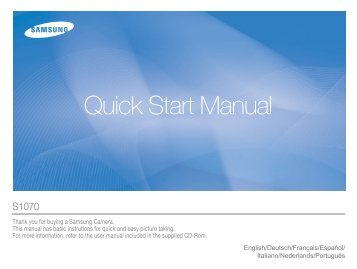 Samsung S1070 (EC-S1070BBA/FR ) - Guide rapide 20.34 MB, pdf, Anglais, NÃERLANDAIS, FranÃ§ais, ALLEMAND, Italien, Portugais, Espagnol