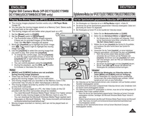 Samsung VP-DC175WB (VP-DC175WB/XEF ) - Manuel de l'utilisateur 21 MB, pdf, Anglais, ALLEMAND