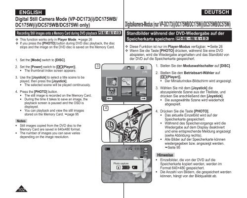 Samsung VP-DC175WB (VP-DC175WB/XEF ) - Manuel de l'utilisateur 21 MB, pdf, Anglais, ALLEMAND