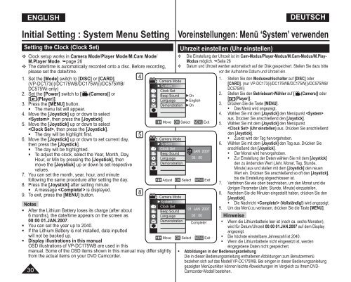 Samsung VP-DC175WB (VP-DC175WB/XEF ) - Manuel de l'utilisateur 21 MB, pdf, Anglais, ALLEMAND