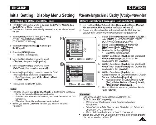 Samsung VP-DC175WB (VP-DC175WB/XEF ) - Manuel de l'utilisateur 21 MB, pdf, Anglais, ALLEMAND