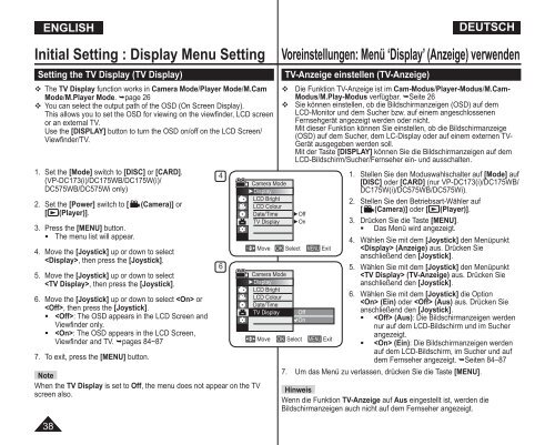 Samsung VP-DC175WB (VP-DC175WB/XEF ) - Manuel de l'utilisateur 21 MB, pdf, Anglais, ALLEMAND