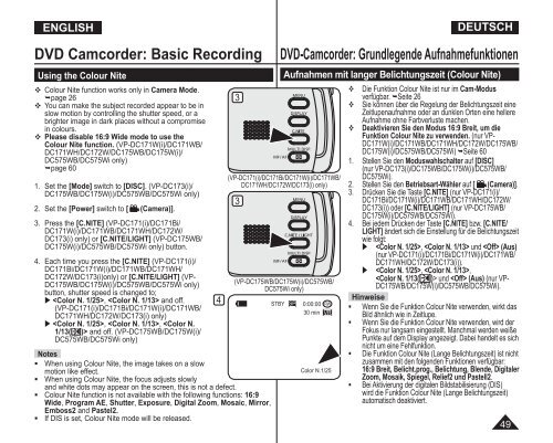 Samsung VP-DC175WB (VP-DC175WB/XEF ) - Manuel de l'utilisateur 21 MB, pdf, Anglais, ALLEMAND