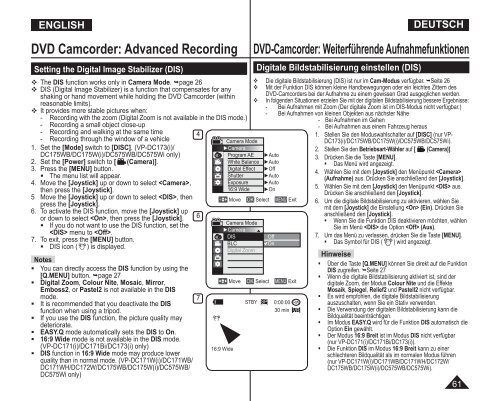 Samsung VP-DC175WB (VP-DC175WB/XEF ) - Manuel de l'utilisateur 21 MB, pdf, Anglais, ALLEMAND